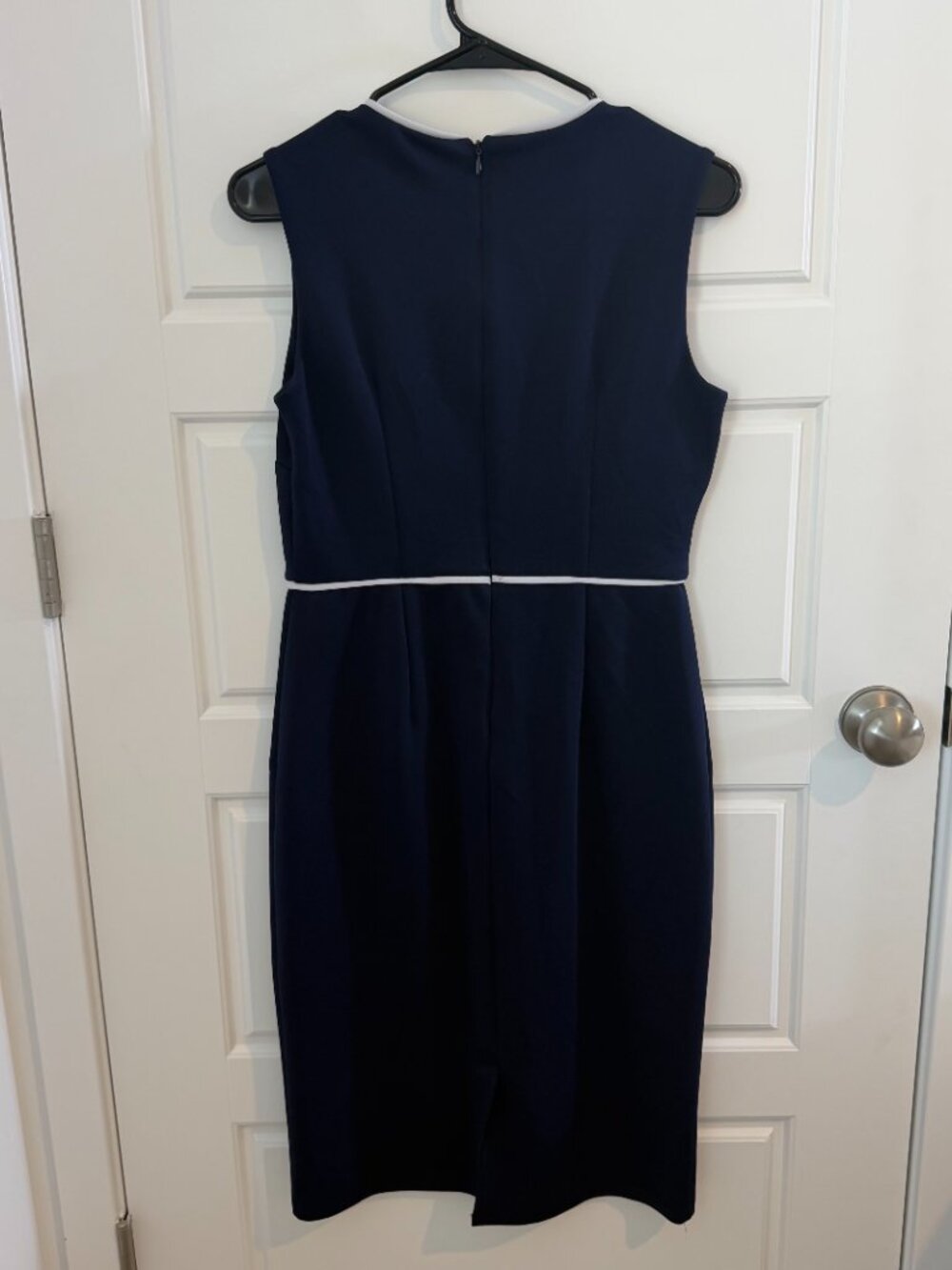 Enfocus Studio Navy Sheath Dress White Trim Nautical Button Detail Size 8 - Picture 5 of 7
